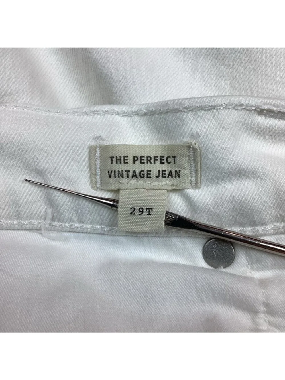 Madewell Perfect Vintage High Rise Tapered Leg Cropped Jeans White 29 - Like New - Picture 11 of 14